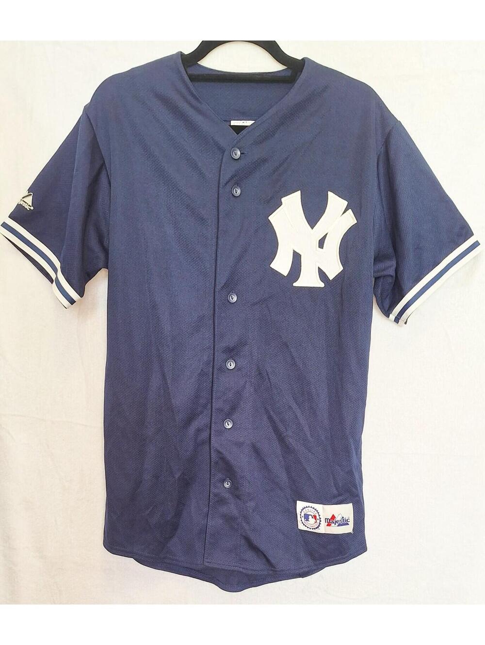 New York Yankees Jason Giambi (25) Blue Stitched Button-down Majestic Jersey - M